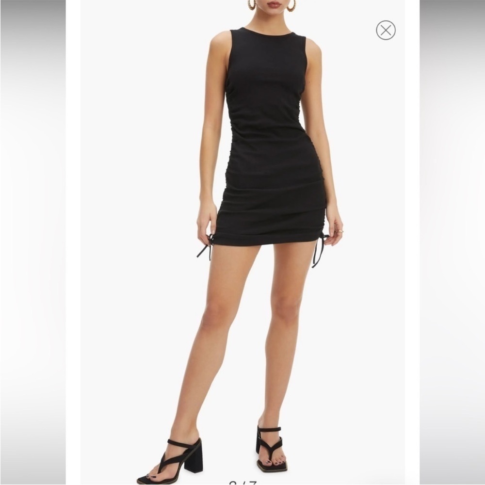 NWT Good American Ruched Mini Tank Dress in Black Size Medium